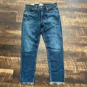 NWOT Agolde cut off hero cropped raw hem tapered slim beachy denim jeans 30 32”